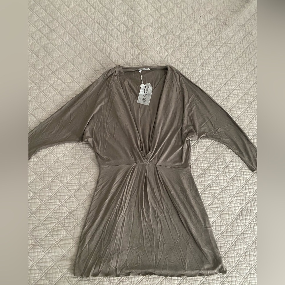 NWT My Tribe Clarita dress in Taupe in Small